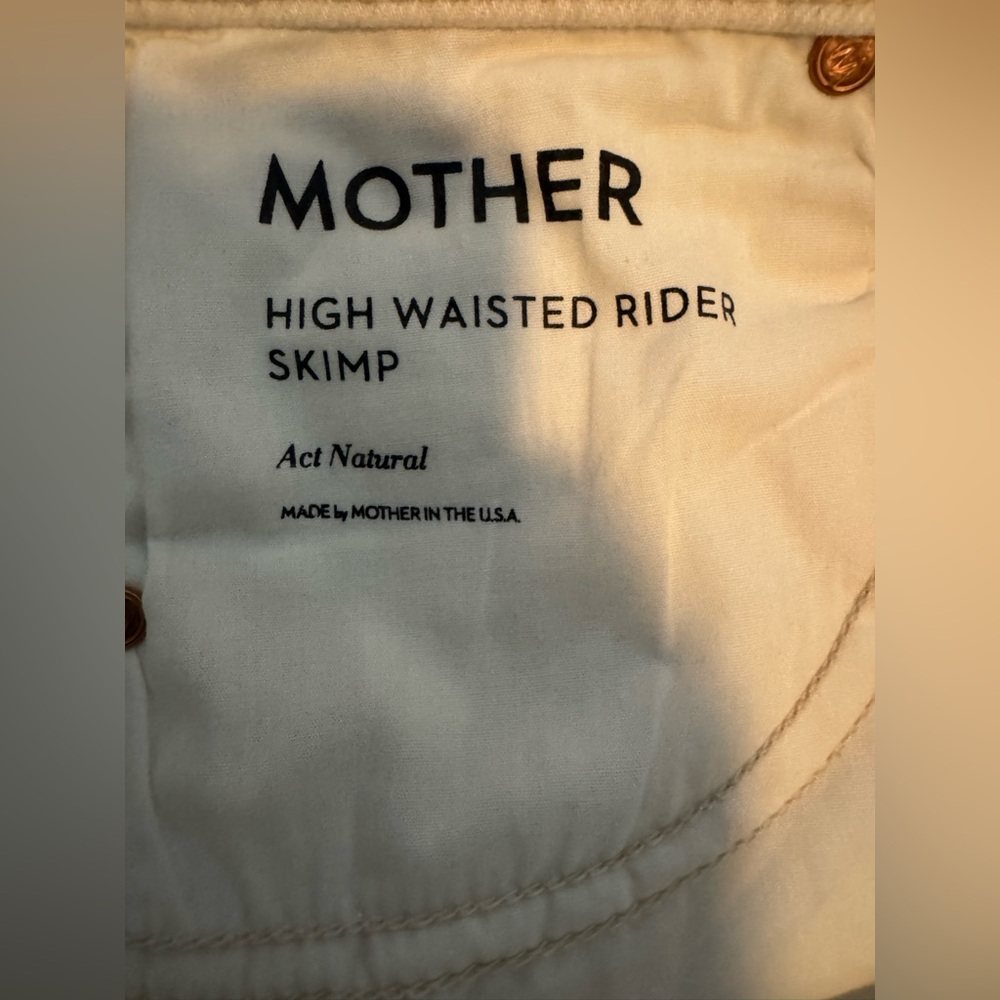 MOTHER High Waisted Rider Skimp Act Natural Women's Cream Cotton Jeans Size 23 - Picture 7 of 13